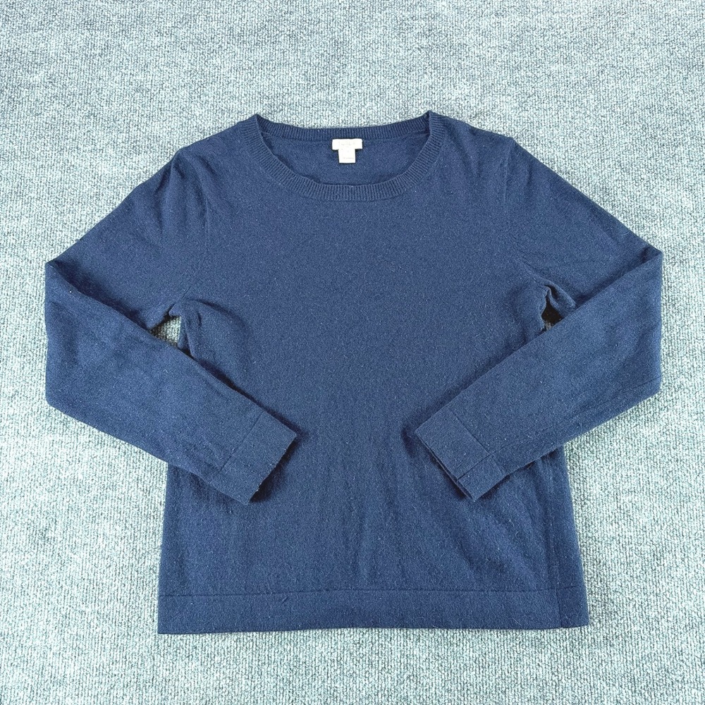 J.Crew Womens Navy Blue Cotton Wool Blend Crewneckβ Pullover Sweater Med Classic